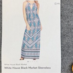 White House Black Market Elegant Green and Black Patterned Maxi Dress XS